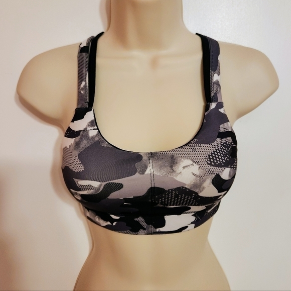 Champion C9 Camo Fitted Double Strap Sports Bra Black Grey X-Small - Picture 2 of 10